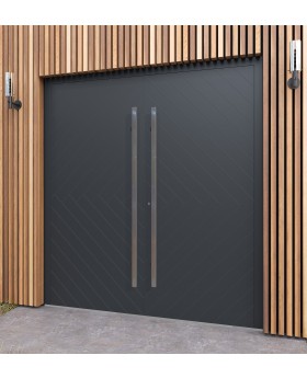 LIM v59 doble: puerta exterior doble de aluminio premontada con nervaduras.