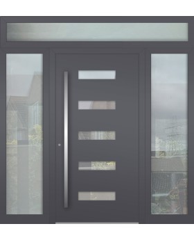 Puerta delantera abatible LIM de aluminio con panel de cristal izquierdo, derecho y superior