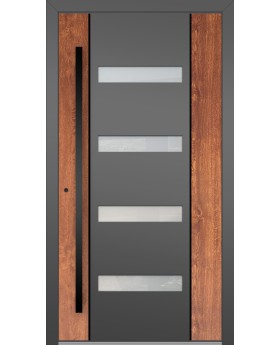 LIM V09 - puerta de entrada de aluminio con piedra natural