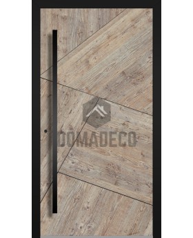 LIM WOODLINE 3: puerta de entrada de aluminio con acabado imitación madera de abeto platino