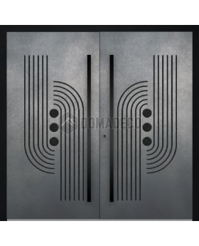 LIM M13 doble - Puerta batiente doble de aluminio con textura Gunsmoke de metal fresado