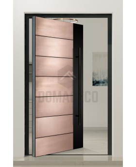 PIVOT M15 - puerta pivotante de aluminio con textura de cobre de metal fresado