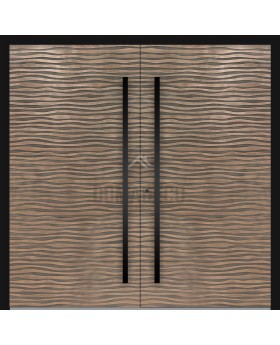 LIM M16 doble - Puerta de entrada doble frontal de aluminio con textura de metal fresado