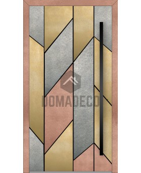 LIM M4 - Puerta de entrada batiente de aluminio revestida con metal líquido de diferentes colores