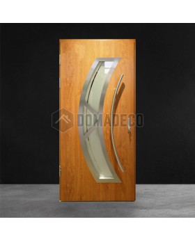 Puerta exterior metálica de roble dorado