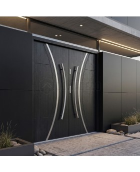 Puerta de entrada negra de alta calidad fabricada en doble metal