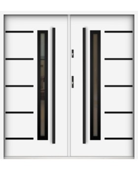 Sta Picard Double Noir: puerta doble frontal de acero inoxidable con marco negro alrededor del cristal.
