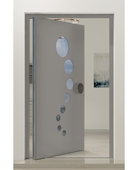 PIVOT 12E - Puerta pivotante de aluminio con ventanas circulares