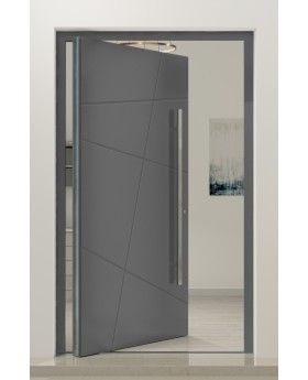 PIVOT AG07: moderna puerta de entrada pivotante de aluminio para hogares contemporáneos.
