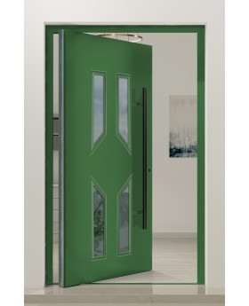 PIVOT CL11 - puerta pivotante tradicional de aluminio acristalada con marco decorativo