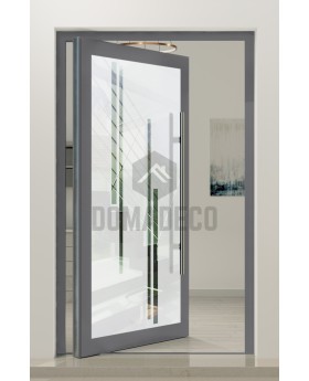 PIVOT Glass S10 - puerta pivotante de aluminio esmerilado con decoración transparente