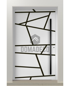 PIVOT W360: moderna puerta pivotante de aluminio con rayas.