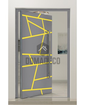 PIVOT W360: moderna puerta pivotante de aluminio con rayas.