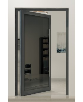 PIVOT VL19 - Puerta pivotante de vidrio Lacobel recubierto con pintura de aluminio de alta calidad.
