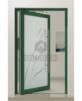PIVOT Glass S11 - puerta pivotante de aluminio esmerilado con decoración transparente