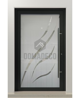 PIVOT Glass S11 - puerta pivotante de aluminio esmerilado con decoración transparente