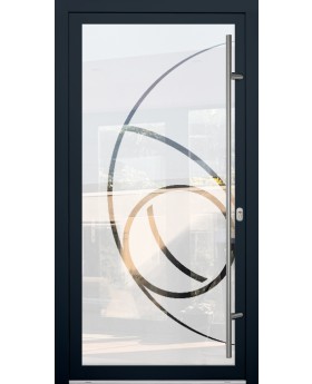 LIM Glass S16 - puerta de entrada de aluminio esmerilado con decoración transparente