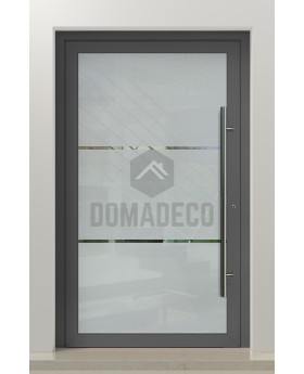 PIVOT Glass S2 - puerta pivotante de aluminio esmerilado con dos franjas transparentes
