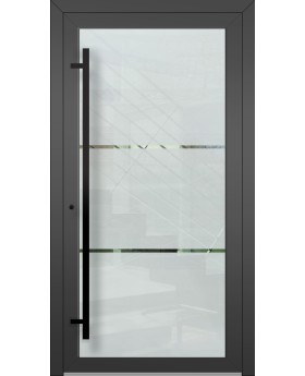 LIM Glass S2 - puerta principal esmerilada con dos franjas transparentes