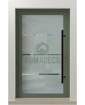 PIVOT Glass S3 - puerta pivotante de aluminio esmerilado con tres bandas transparentes