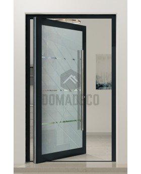 PIVOT Glass S3 - puerta pivotante de aluminio esmerilado con tres bandas transparentes
