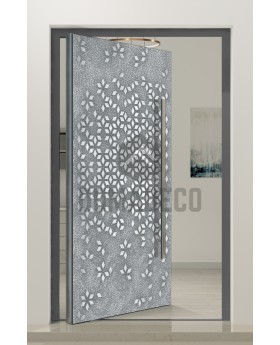 PIVOT Squares - puerta pivotante con textura cuadrada de metal fresado