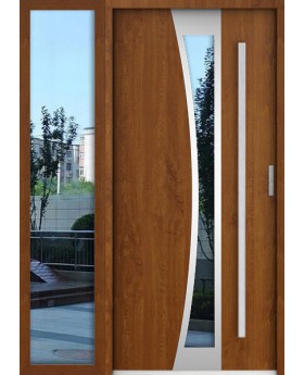 Configuración personalizada: puerta de entrada de acero STA con panel lateral izquierdo y panel de cristal (vista desde el exterior).