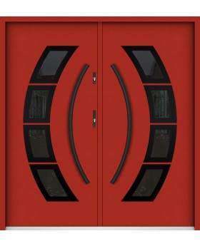 Sta Taurus Double noir: puerta doble metálica de alta seguridad para exteriores, con cristal y marco negro