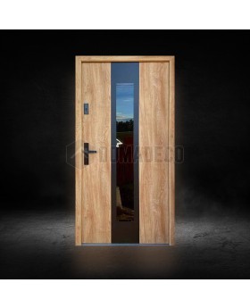 Puerta metálica moderna hecha a medida de roble de Turners.