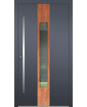LIM V08 - puerta de entrada de aluminio con piedra natural
