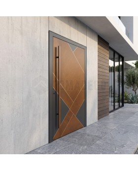 LIM V10 - puerta de entrada de aluminio con acabado en madera