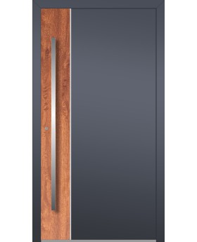LIM V22 - puerta de entrada de aluminio con piedra natural