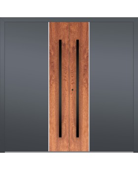 LIM v22 doble - puerta de entrada doble de aluminio con decoración de madera