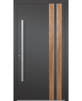 LIM V28 - puerta de entrada de aluminio con decoración de madera