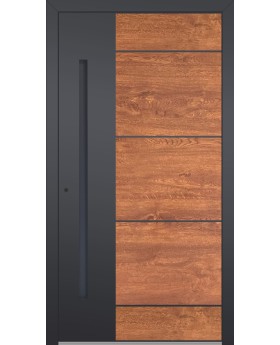 LIM v36 - puerta de entrada de aluminio con piedra natural