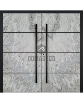 LIM V42 doble - puerta de entrada doble de aluminio revestida con textura de piedra rocosa blanca