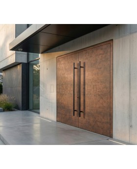 Puerta de entrada doble de aluminio de Rust revestida de cuarzo sinterizado