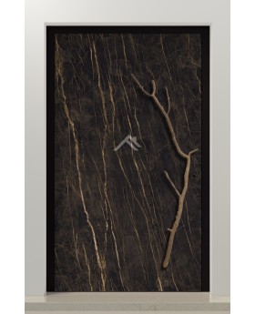PIVOT V54 - puerta pivotante de aluminio revestida de cuarzo sinterizado Noir Desir