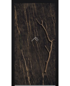 LIM V54 - puerta batiente de aluminio revestida de cuarzo sinterizado Noir Desir