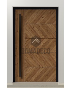 PIVOT WOODLINE 4 - Puerta pivotante con panel Creek Larch de laminado de alta presión imitación madera.