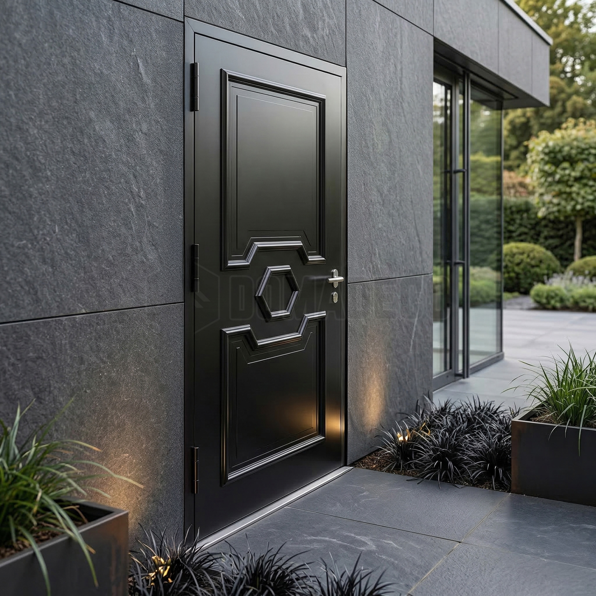 Puerta de aluminio negro