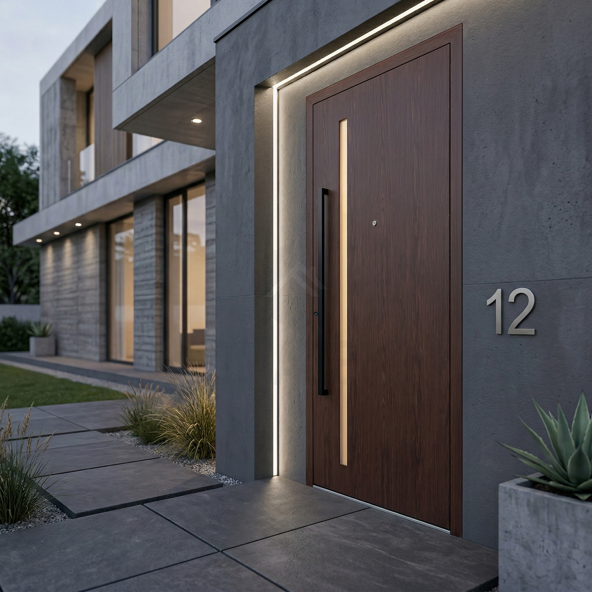 Puerta de aluminio con acabado en madera