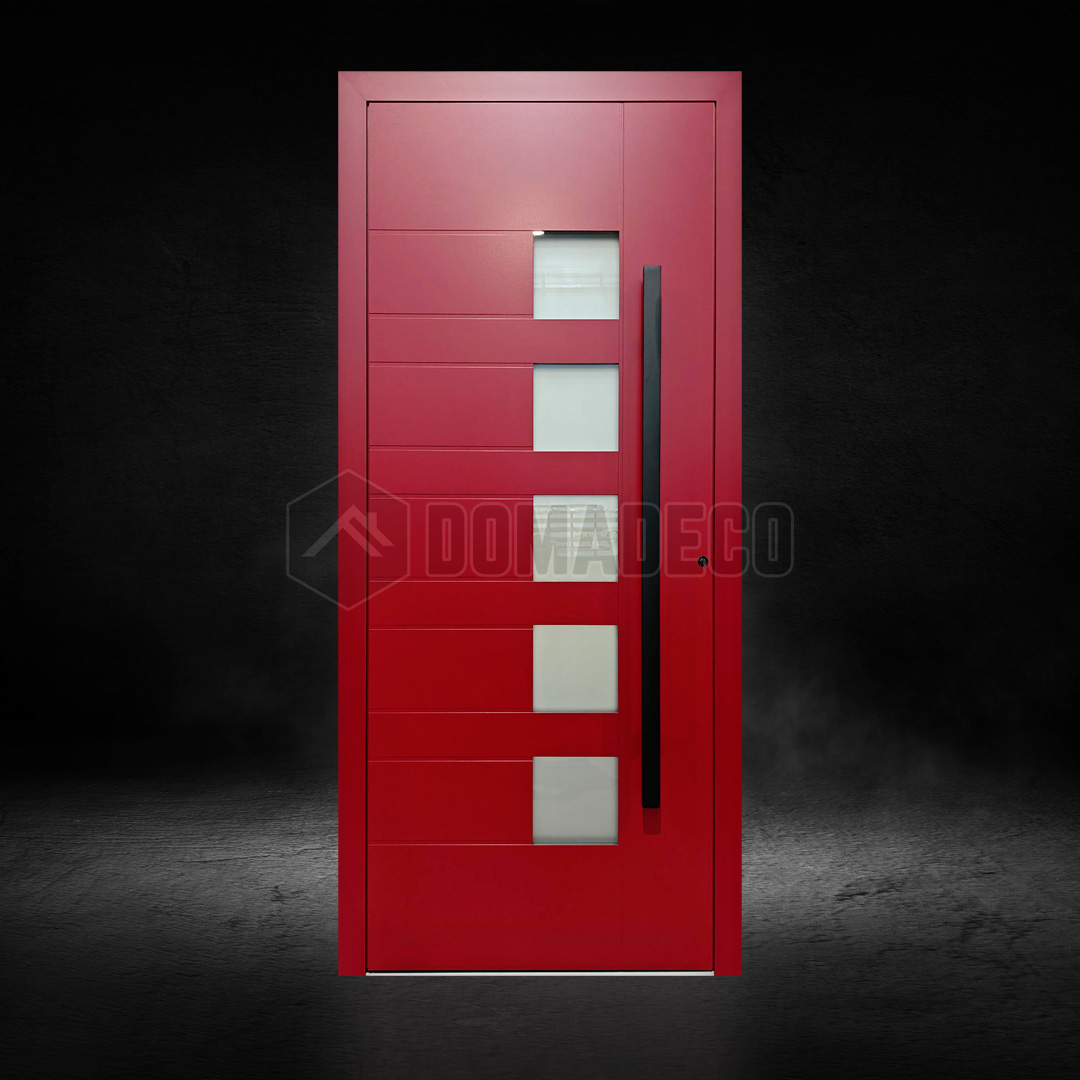 puertas de aluminio rojo