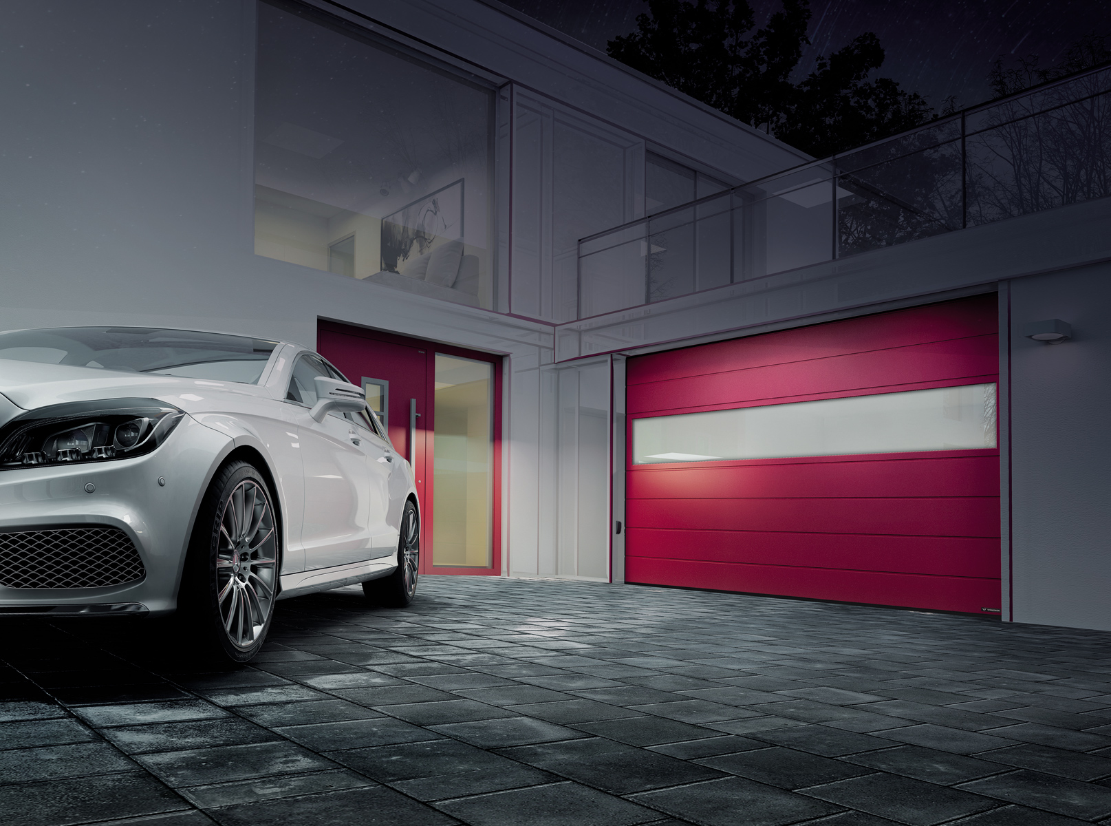 Puerta de garaje seccional roja