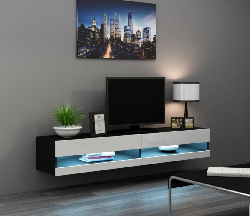 Seattle 34 black and white wooden tv stands - mesa para TV